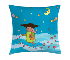 Cartoonish Sky at Night Pillow Cover