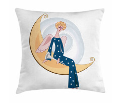 Girl with Trumpet Moon Pillow Cover