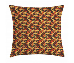 Animals and Palm Leaves Pillow Cover