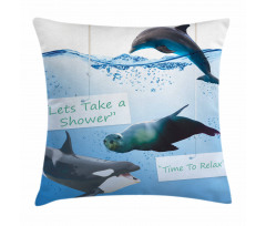 Whale Dolphin and Seal Sea Pillow Cover