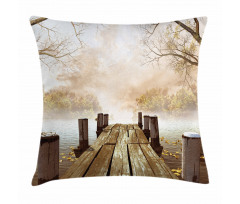 Fall Lake in Forest Pillow Cover