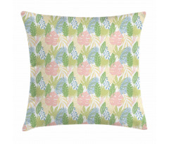 Exotic Pastel Leaves Art Pillow Cover