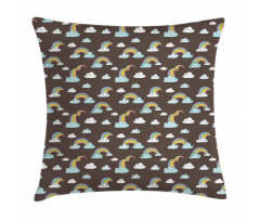 Doodle Rainbow and Clouds Pillow Cover