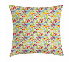 Nursery Bird and Flowers Pillow Cover