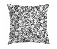 Monochrome Flora Romance Pillow Cover