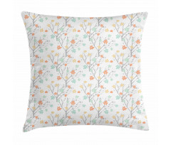 Pastel Soft Petals Branch Pillow Cover