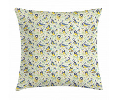 Pine Cones and Leaves Doodle Pillow Cover