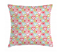 Vivid Dot and Hearts Pillow Cover