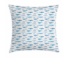 Hand Drawn Aquatic Mammal Pillow Cover