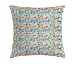 Tropical Doodle Leaves Pillow Cover