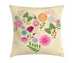 Colorful Flowers Butterflies Pillow Cover