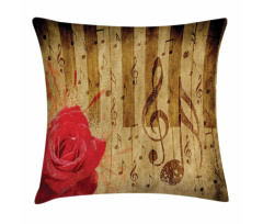 Romantic Rose Musical Notes Pillow Cover