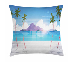 Summer Seaside with Palms Pillow Cover