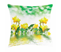Daffodil Garden Art on Water Pillow Cover