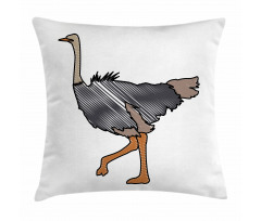 Striped Doodle Style Bird Pillow Cover