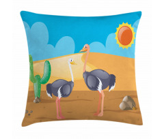 Wild Birds on Desert Cactus Pillow Cover