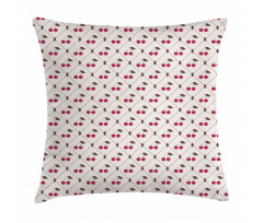 Diamond Lines with Cherry Pillow Cover