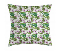 Wild Flowers Fan Palm Leaf Pillow Cover