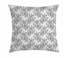 Monochrome Art with Buds Pillow Cover