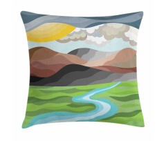 Abstract Mountains River Pillow Cover