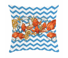 Fish Shell Ahoy Chevron Pillow Cover