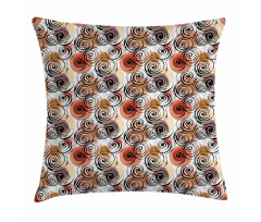 Black Swirls Circle Motifs Pillow Cover