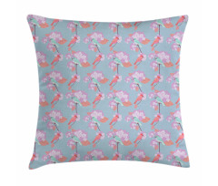 Sparrows Resting Branches Pillow Cover