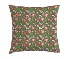 Ferns and Flowers Design Pillow Cover