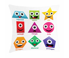 Shapes with Funny Faces Pillow Cover