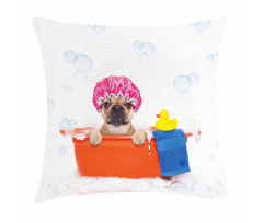 Dog Having a Bath Tub Pillow Cover