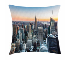NYC Manhattan Skyline Dusk Pillow Cover