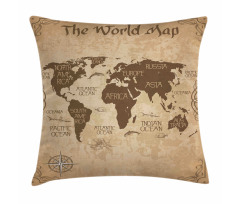 Vintage Topographic Image Pillow Cover