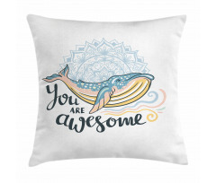 Whale Waves Pastel Pillow Cover
