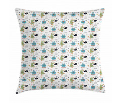 Funky Monsters and Creatures Pillow Cover