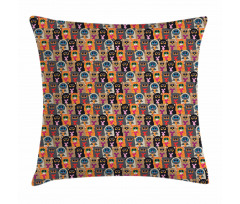 Colorful Cats Holding Hearts Pillow Cover