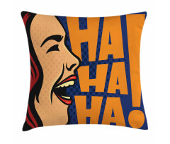 Cartoon Style Woman Laughing Pillow Cover