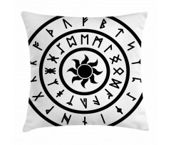 Sun and Nordic Runes Pillow Cover