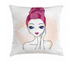 Pink Updo Bun Hairstyle Pillow Cover