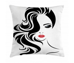 Red Lipstick and Waves Pillow Cover