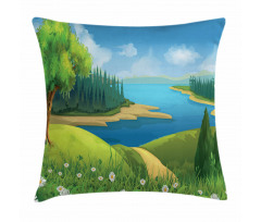 Cartoon Landscape Pattern Pillow Cover