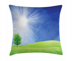 Sun Rays with Lonely Tree Pillow Cover