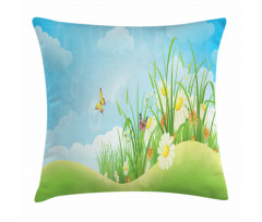 Spring Meadow Hills Cartoon Pillow Cover