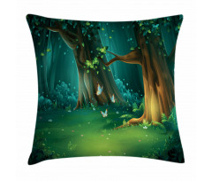 Trees and Butterflies Scenic Pillow Cover