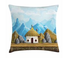 Hut in the Mountains Asia Pillow Cover