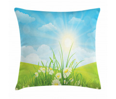 Floral Meadow Illustration Pillow Cover