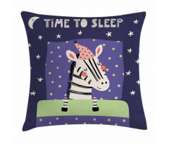 Sleeping Zebra in Nightcap Pillow Cover