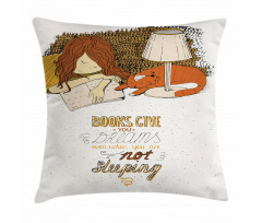 Books Give You Dreams Text Pillow Cover