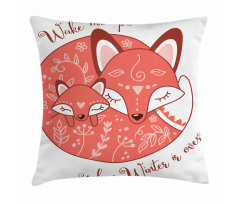 Sleeping Baby Fox and Mother Pillow Cover