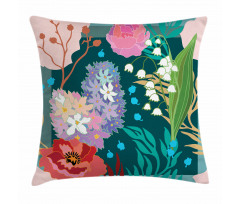 Hydrangea and Bell Flowers Pillow Cover
