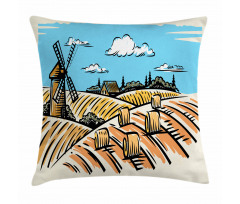 Windmillnd Hay Bales Pillow Cover